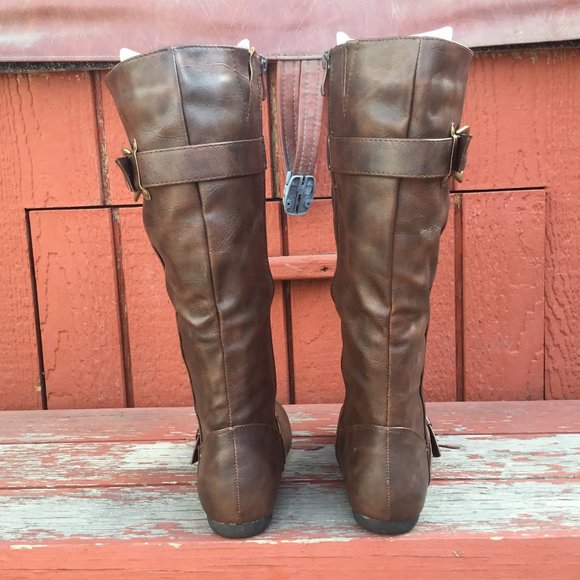 Flats Midi Cal Boots Buckles Faux Leather Various - Picture 6 of 9